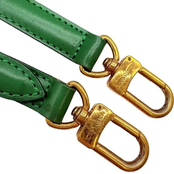 W LOUIS VUITTON Adjustable Borneo Green Leather Strap with Gold Hardware - Picture 9 of 11